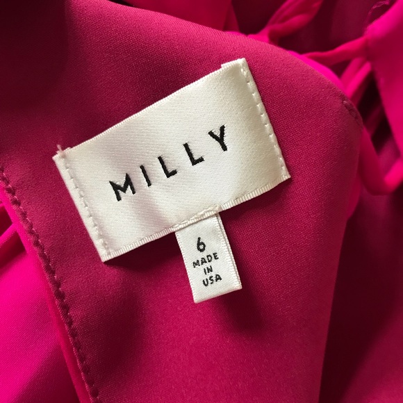MILLY hot pink halter flare dress size 6 - Picture 7 of 7